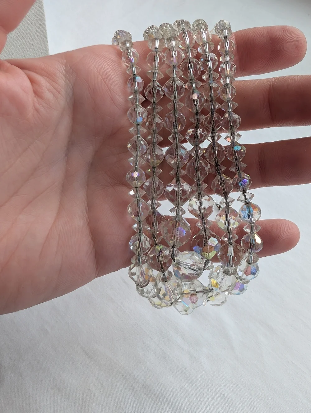 Laguna VTG AB Crystal Multi Strand Layered Statement Necklace Aurora Borealis